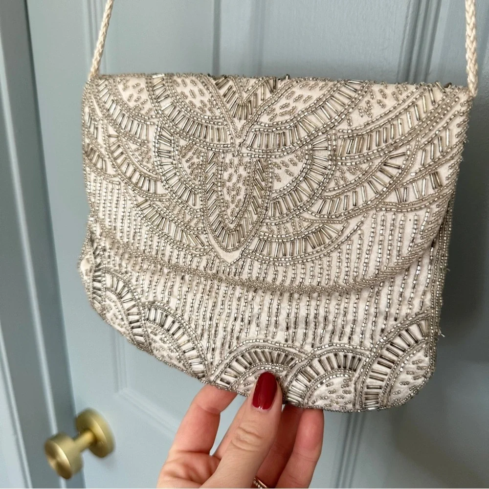 Vintage Metallic Beaded Crossbody Clutch Purse - Picture 3 of 6